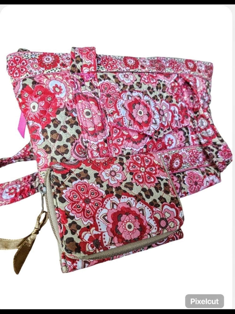 Stone & Co. Quilted Crossbody Shoulder Bag & Wallet Floral Paisley Boho